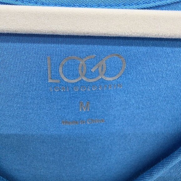 LOGO Lori Goldstein Womens‎ Blue Scoop Neck Tunic Top With Pockets 3/4 Sleeve M - Picture 9 of 13